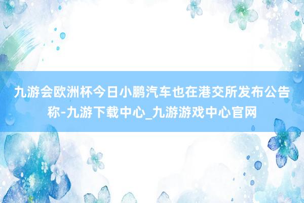 九游会欧洲杯　　今日小鹏汽车也在港交所发布公告称-九游下载中心_九游游戏中心官网