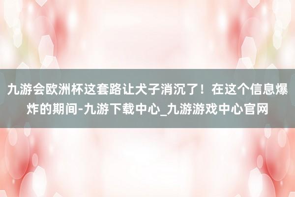 九游会欧洲杯这套路让犬子消沉了！在这个信息爆炸的期间-九游下载中心_九游游戏中心官网